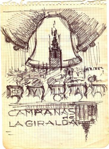 1986 5 apunte boceto para la caratula del disco del coro de la hermandad del rocío de Sevilla