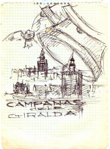 1986 6 apunte boceto para la caratula del disco del coro de la hermandad del rocío de Sevilla