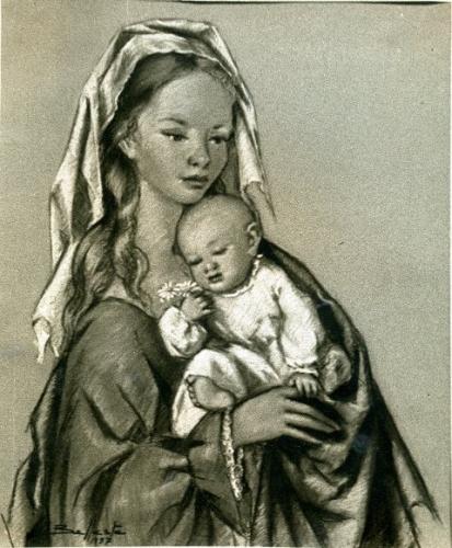 1957 La Virgen y el Niño con margaritas